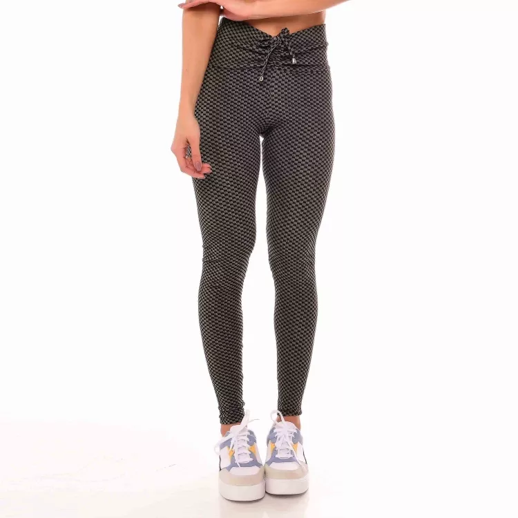 Calça Legging Fitness Modeladora Empina Bumbum Quadriculada