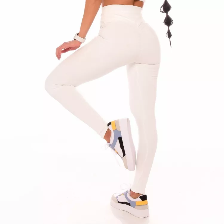 Calça Legging Fitness Modeladora Empina Bumbum Branco