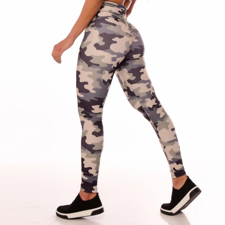 Calça Legging Fitness Modeladora Empina Bumbum Camuflado