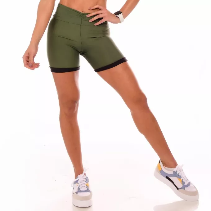 Shorts Fitness Dupla Face Verde E Preto