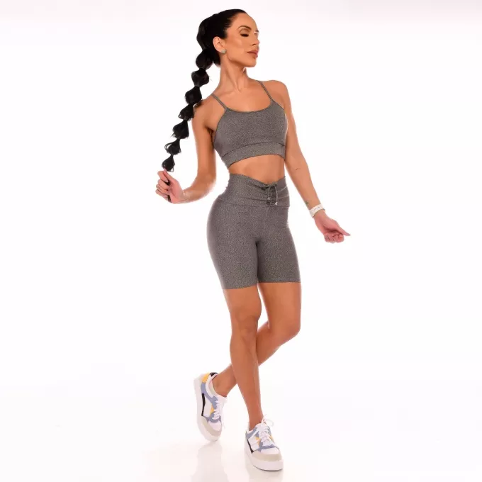 Shorts Fitness Modelador Empina Bumbum Cinza