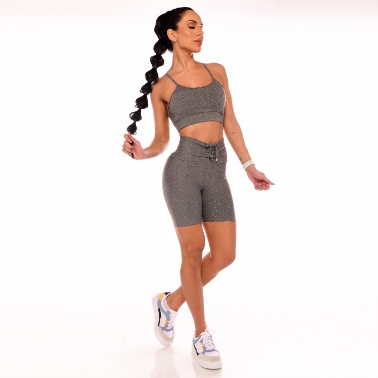 Shorts Fitness Modelador Empina Bumbum Cinza
