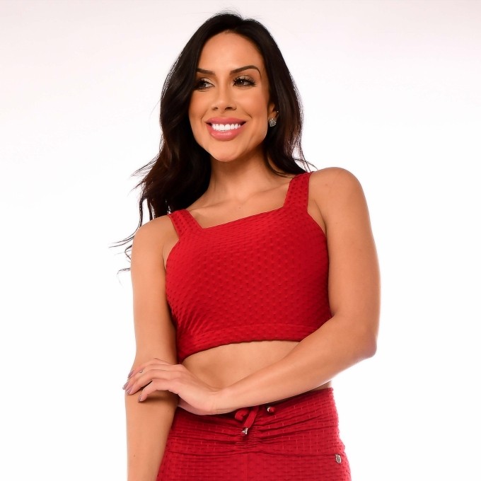 Top Fitness Feminino Faixa Vermelho
