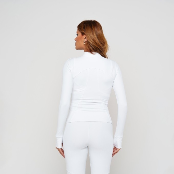 Jaqueta Fitness Feminina Corta Vento Branco