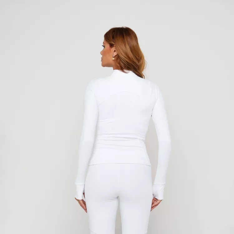 Jaqueta Fitness Feminina Corta Vento Branco