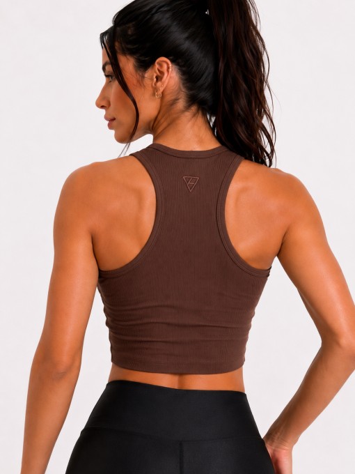 T-Shirt Regata Cropped Essential Fitness Feminina Marrom