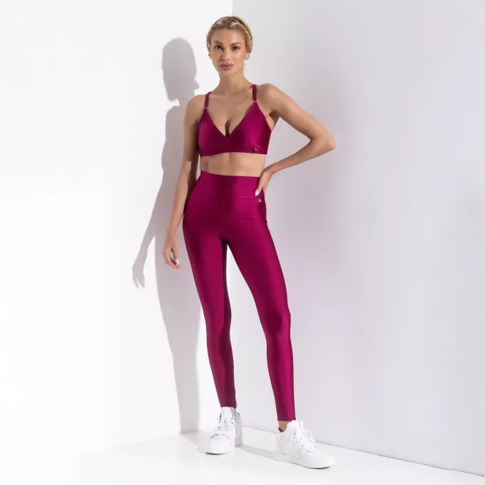 Top Fitness Feminino Costas Cruzada Vinho