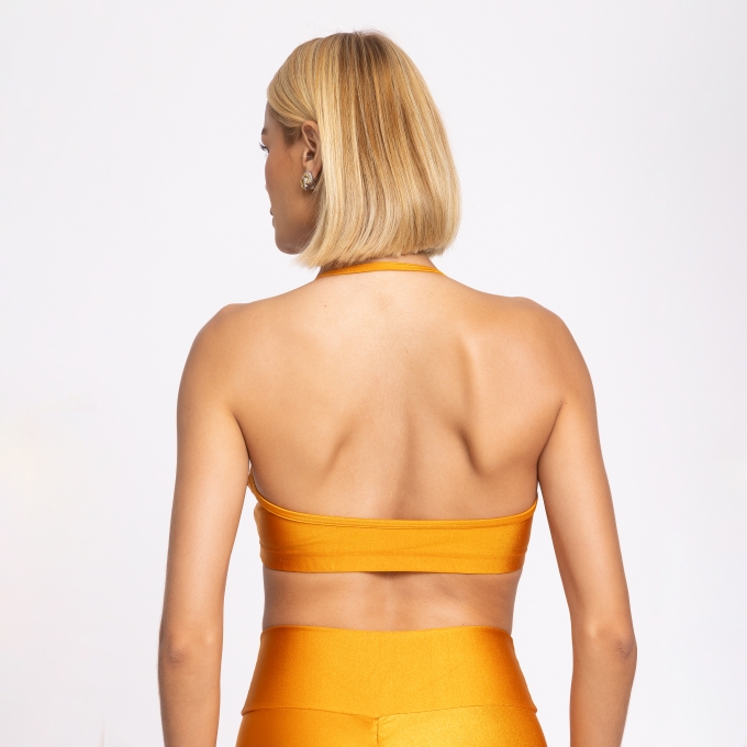 Top Fitness Feminino Frente Única Dourado