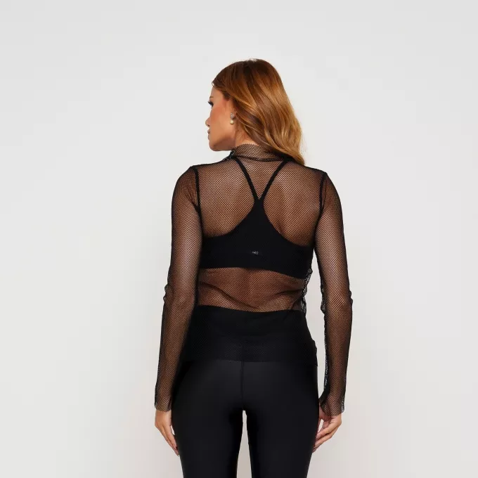 Blusa Fitness Feminina Transparente Furadinha