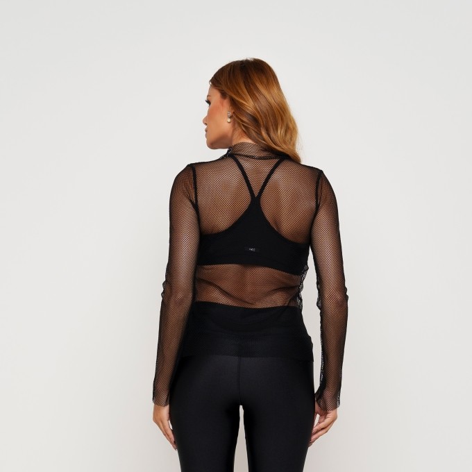 Blusa Fitness Feminina Transparente Furadinha