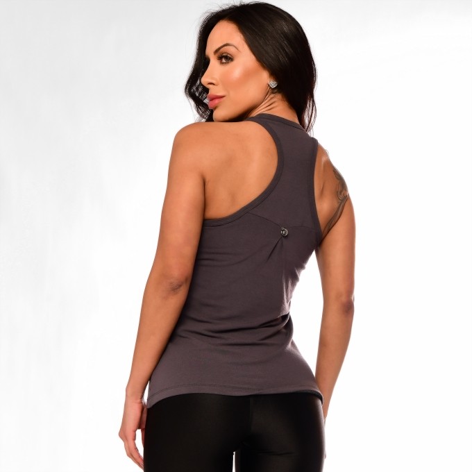 Camiseta Regata Fitness Feminina Cinza