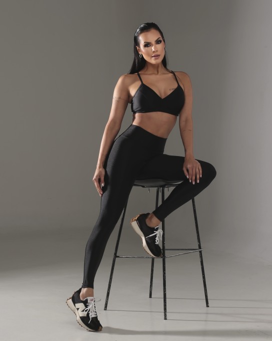 Calça Legging Fitness Gloss Preto