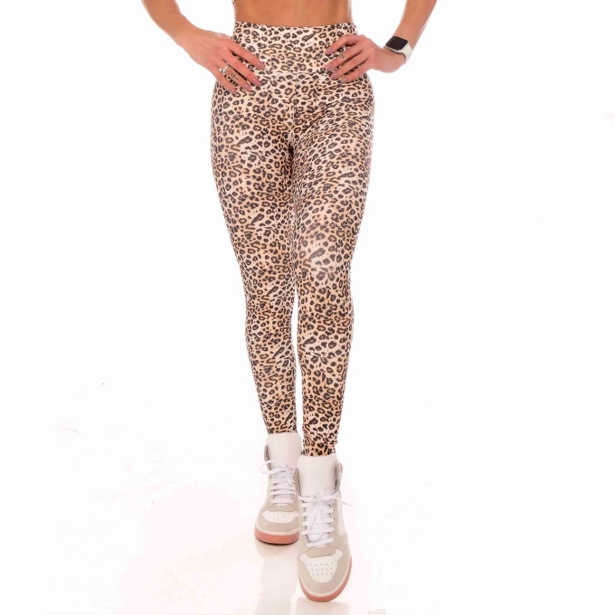 Calça Legging Fitness Cintura Alta Cós Duplo Oncinha